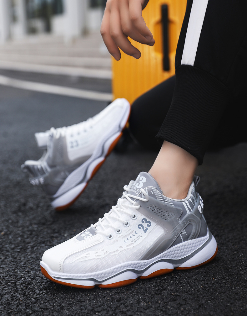 Fashion basketball shoes 2025 spring and autumn new breathable thick sole men's sports fashion shoes high top all match running shoes free shippi