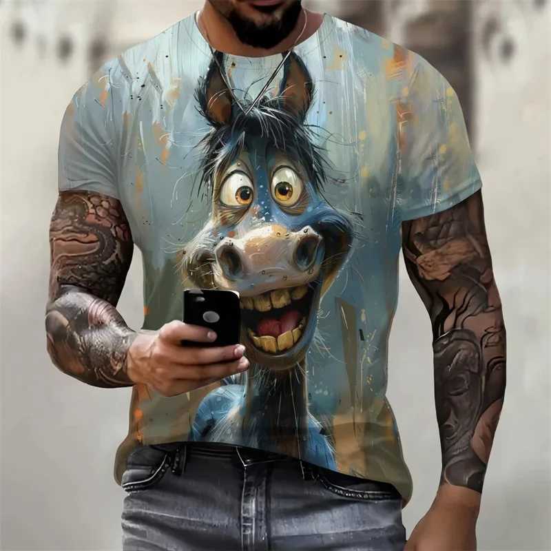 3D Printed Interest Animal T Shirt For Men Horses Donkeys Pattern Tees Round Neck Breathable Comfortable Short Sleeve T-ShirtsXJ240102