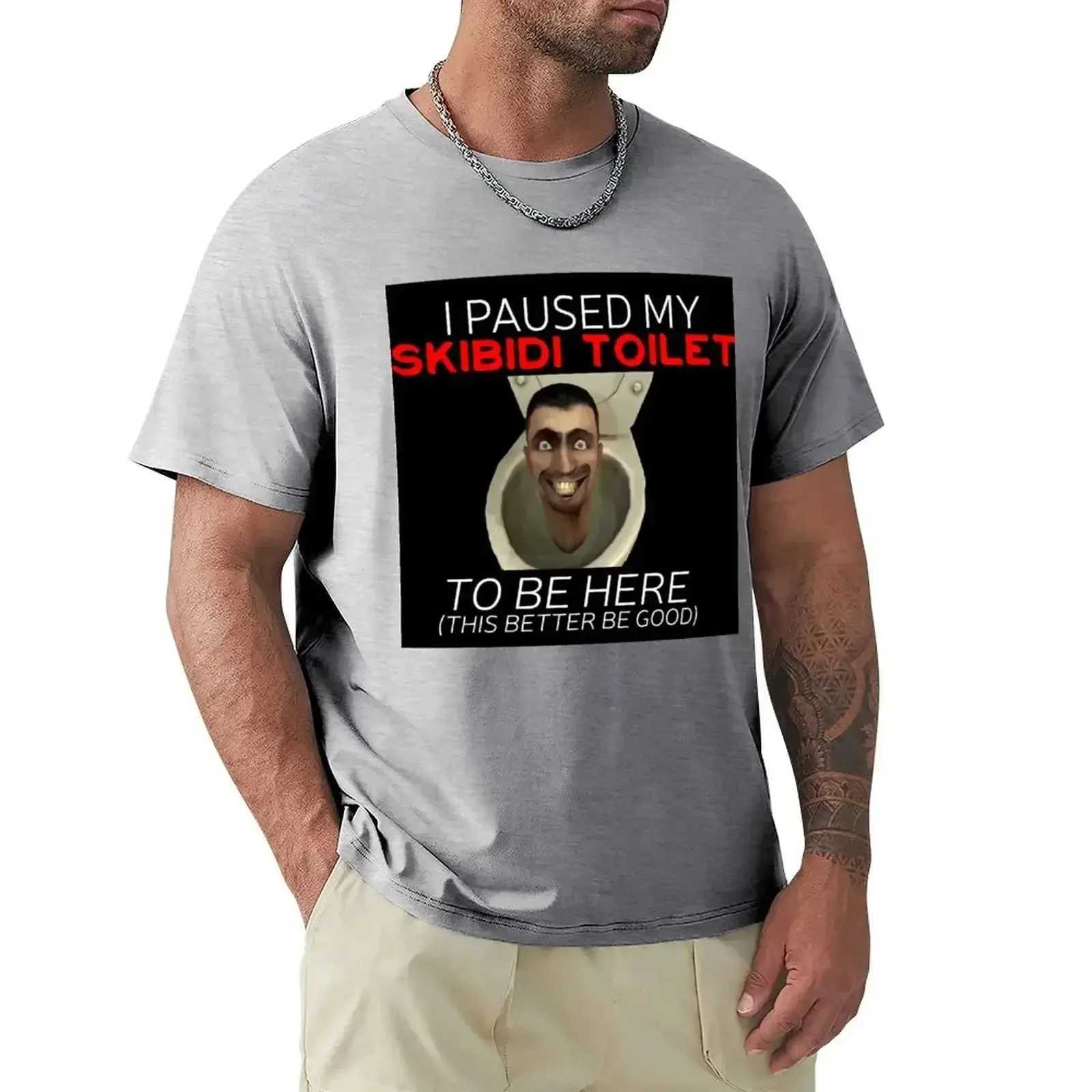 Short Sleeve I Paused My Skibidi Toilet To Be Here Meme T-Shirt Boys Whites Summer Clothes Anime Graphic Clothes Mens ClothingXJ240102