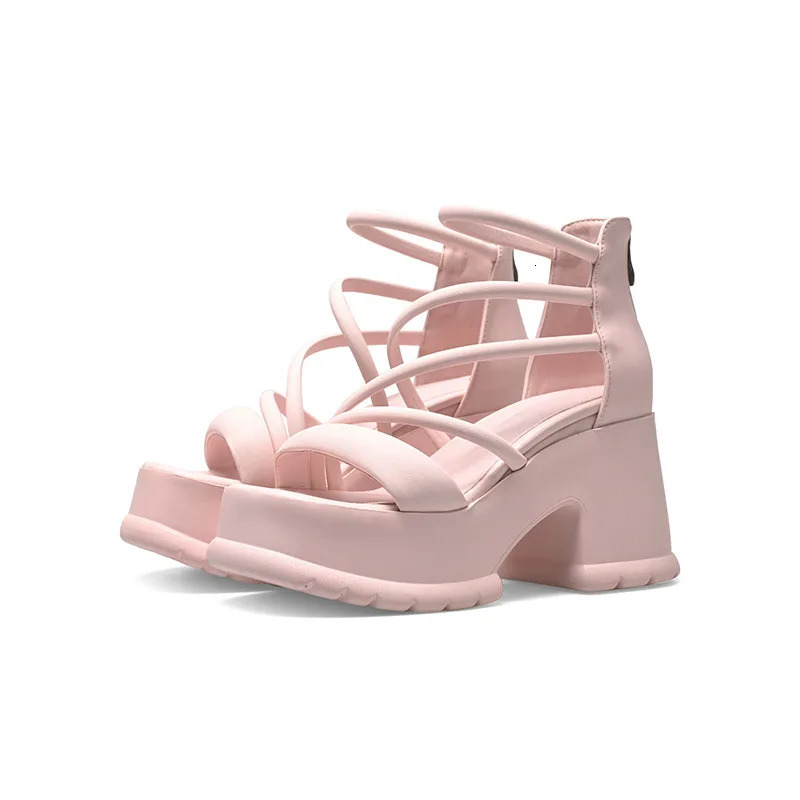 Women Platform High Heels Wedges Buckle Slope Sandals Women Shoes Summer Fashion Thin Band Thick Sole Pumps Zapatos De Mujer 250102