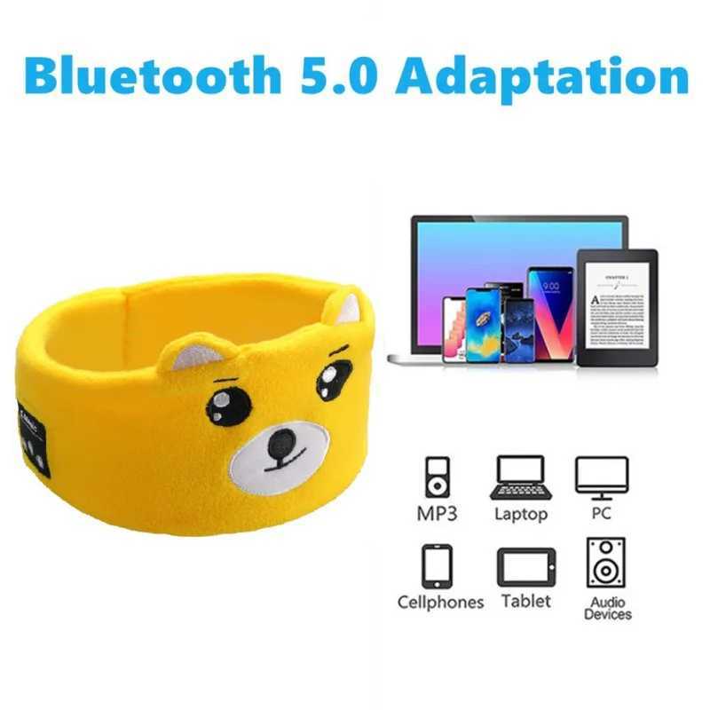 Soft s Animal Headband Activate SIRI Hi-Fi Stereo Bass Music Sleep Eye Mask Wireless Bluetooth-compatible Headphones with MicXJ250103