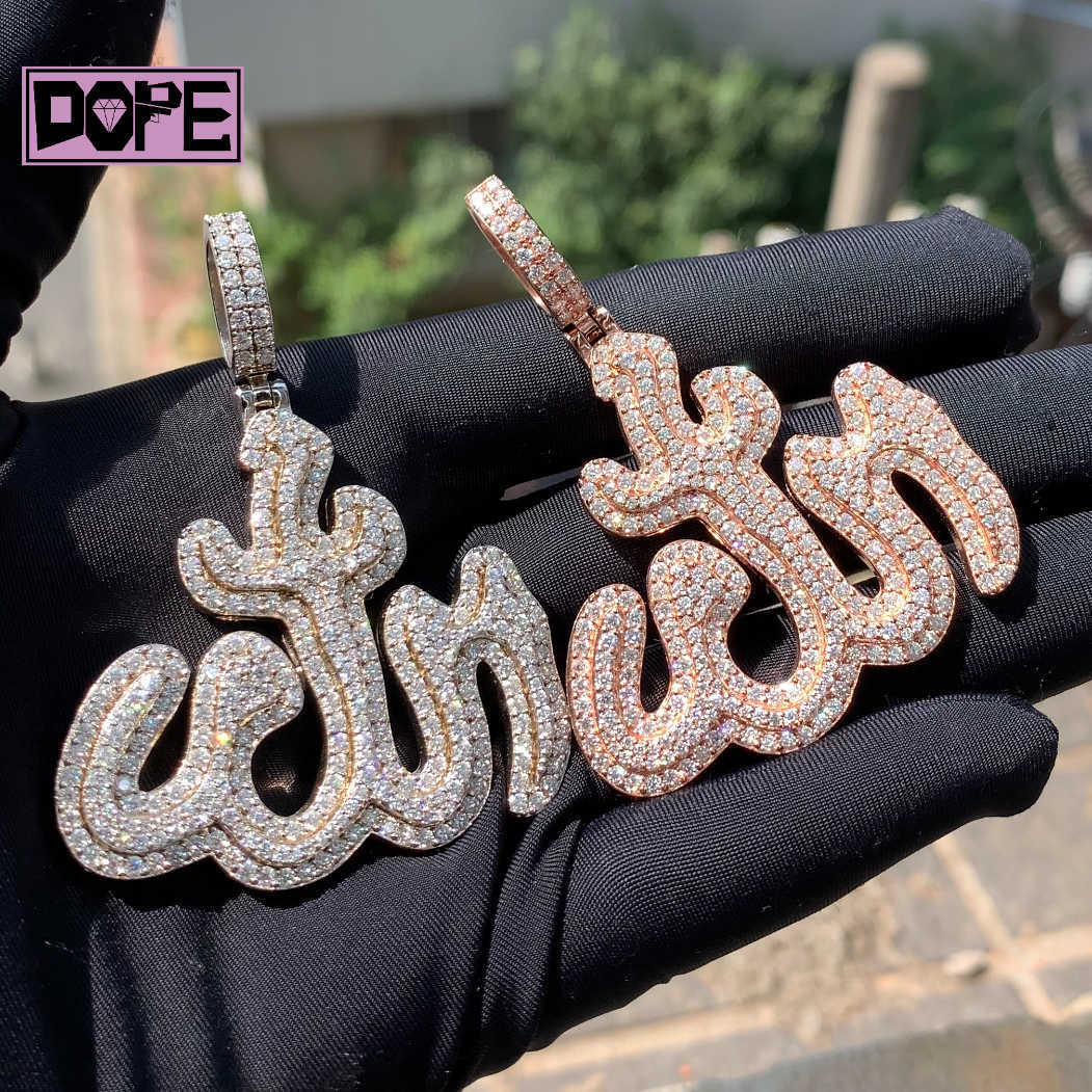 Stock Bling 925 Silver Iced Out HipHop Moissanite Pendant Rose Gold Plated Pass Diamond Tester Moissanite Pendant
