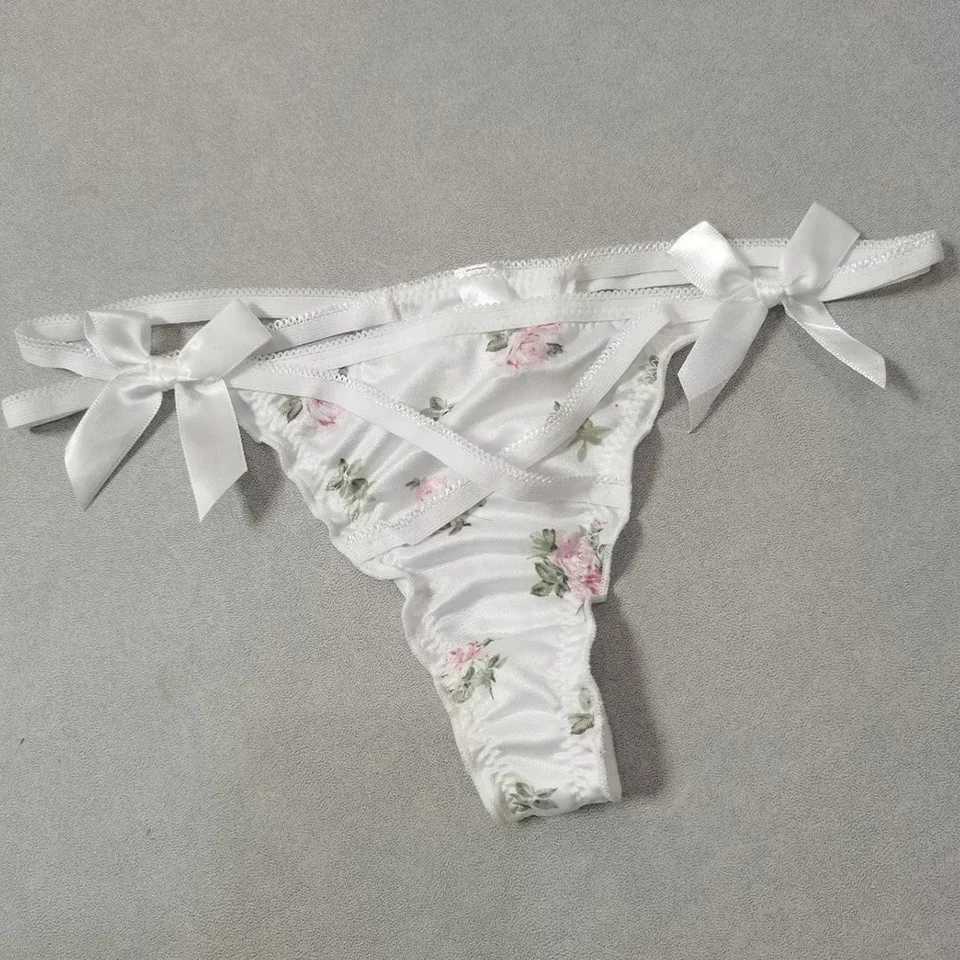 Frizzled cute girl satin G-strings thong sexy low waisted womens underwear knitted W250103