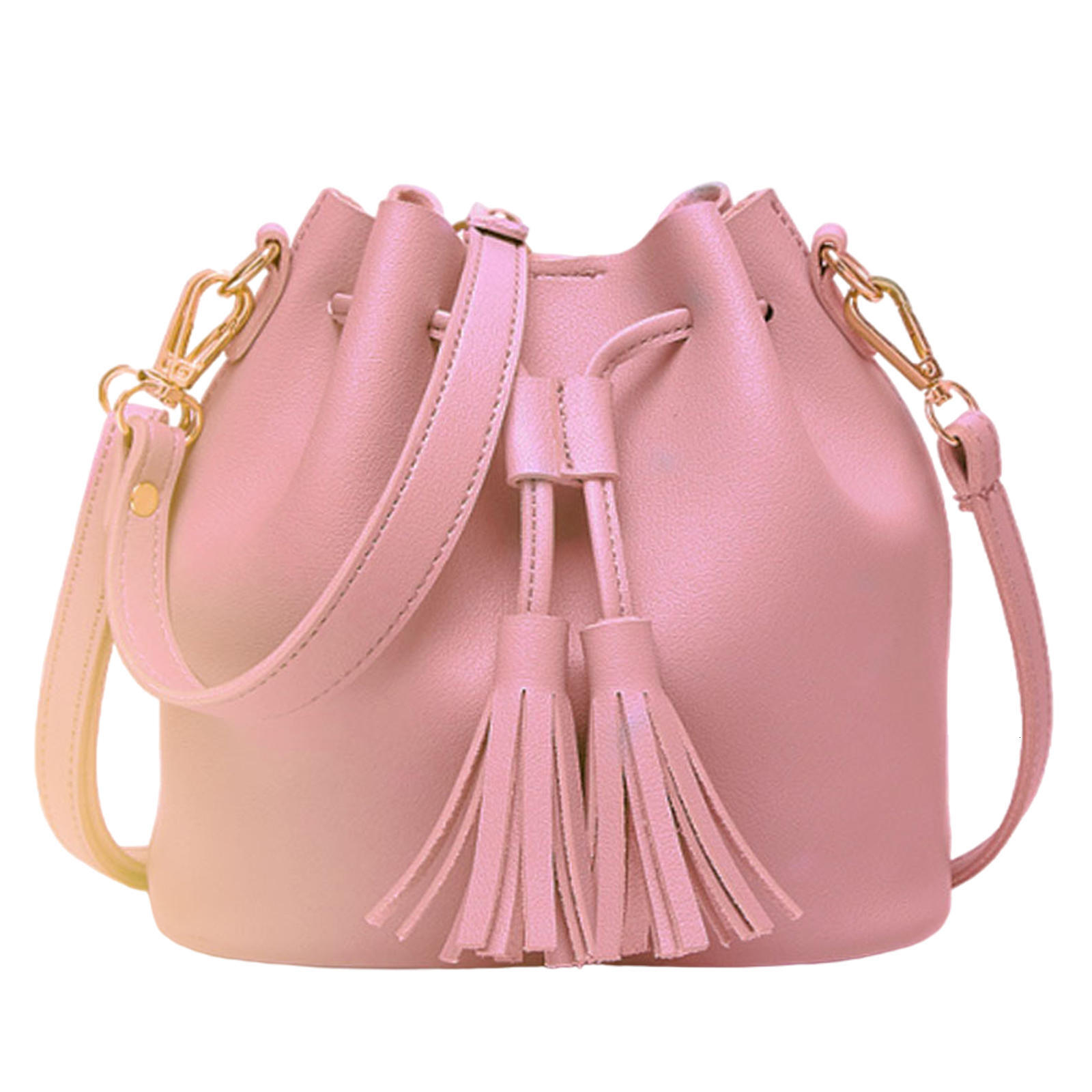 Women's Bucket Hobo Drawstring Shoulder Ladies Handbags PU Leather Satchel 2 Way Bag For Winter Female