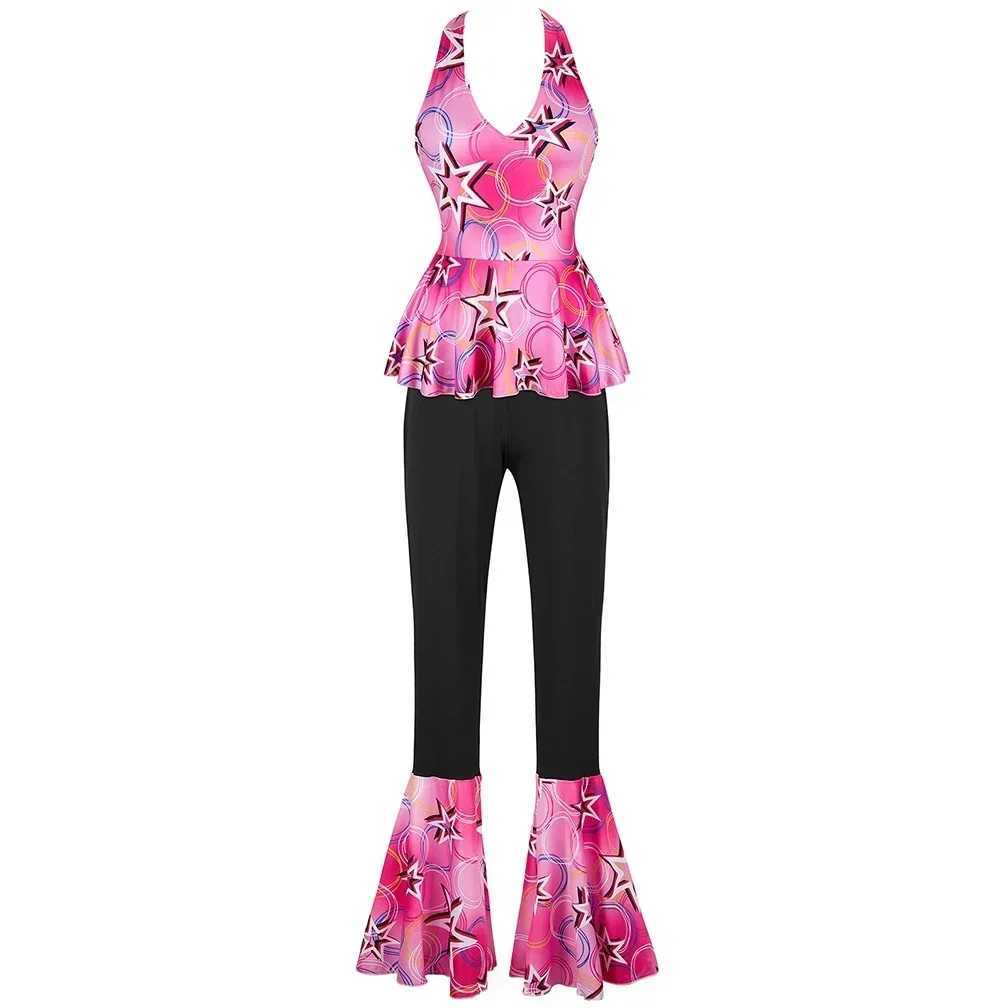 Womens disco costume hippie 70s costume retro costume glitter ball dress bell bottom costume Halloween role-playing costume W250103