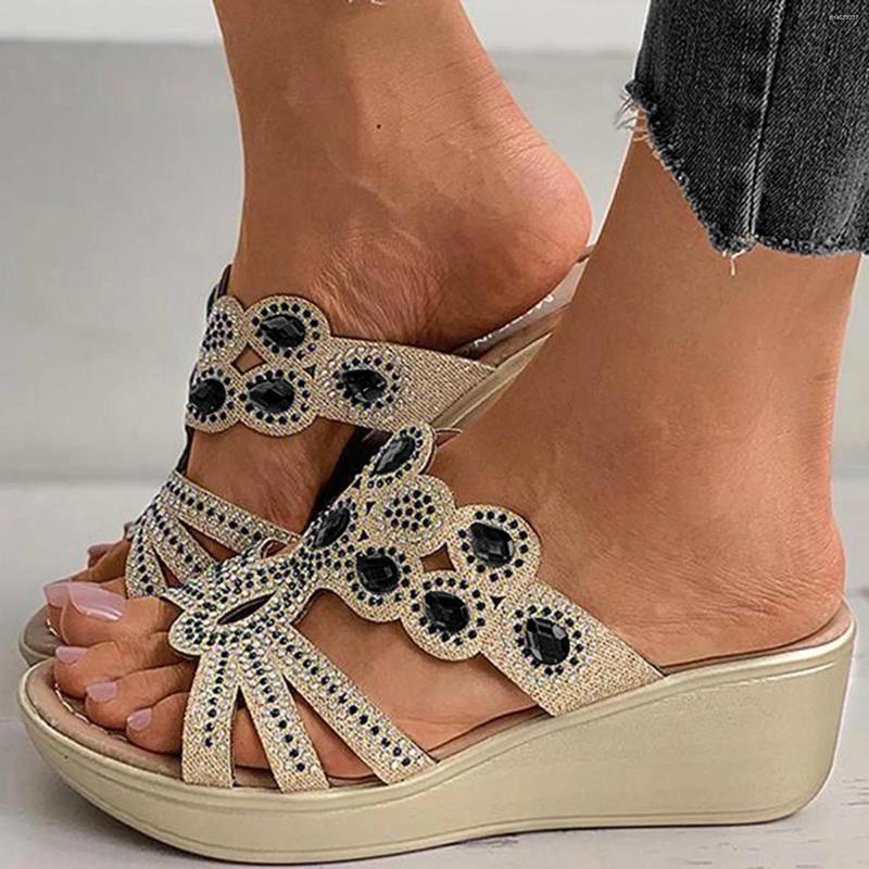 Sandals Summer Crystal Shoes Peep Toe Flat Designer Women 2025 Ladies Boho Slides Slippers atos Mujer zhanyishengli