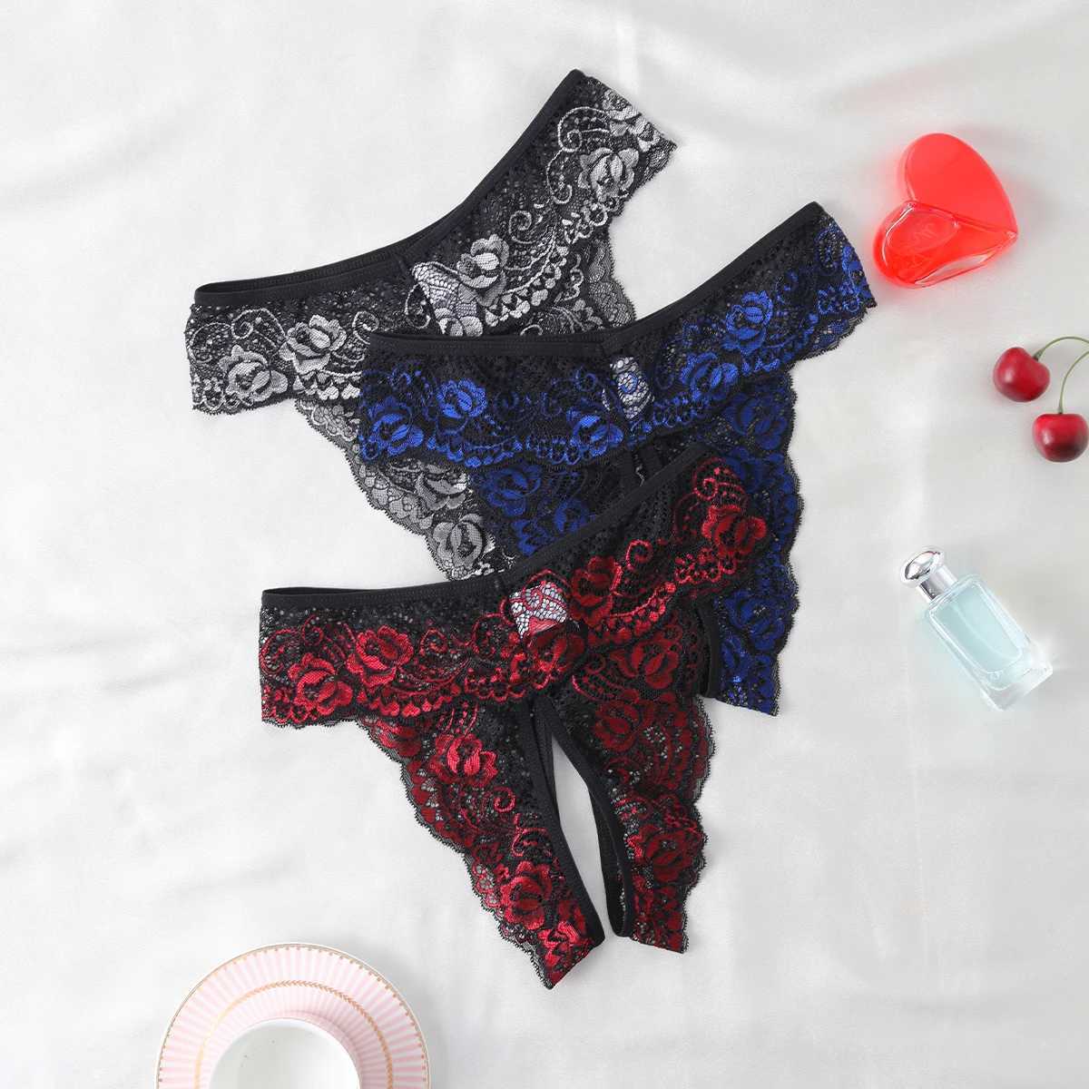 Sexy Crotchless Thongs Invisible Lace Underwear Women Comfortable Panties Intimates Underpants Low Waist Briefs Female LingerieXJ250103