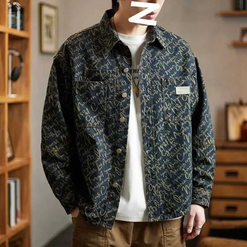 Spring and Autumn Jacquard Denim Shirt Mens Washing Strict Collar Jacket Thin Casual Trendy Vest Chinese Clothing W250103