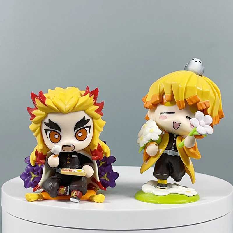 Demon Slayer Anime 9cm Model Figures Tanjirou Nezuko Zenitsu Kyoujurou Kanroji Dolls Action Figure Toys for Kids Birthday GiftXJ250103