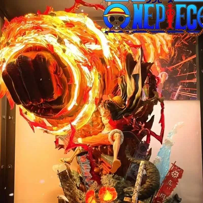 Hot One Piece Gk Anime Figure Luffy With Led Toys Gear 3 Figurine Red Roc Pvc Statue Collectible Model Decoration Birthday GiftXJ250103