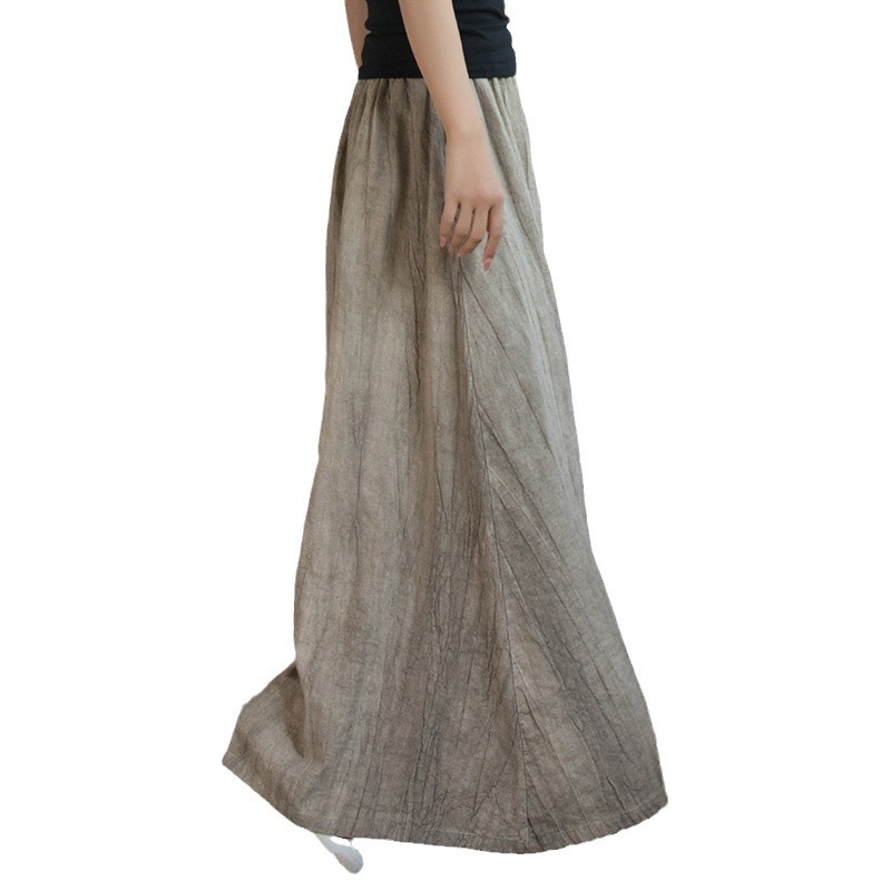 B9906 Plush and thickened warm 24 winter cotton and linen women's clothing new long versatile literary women's skirt