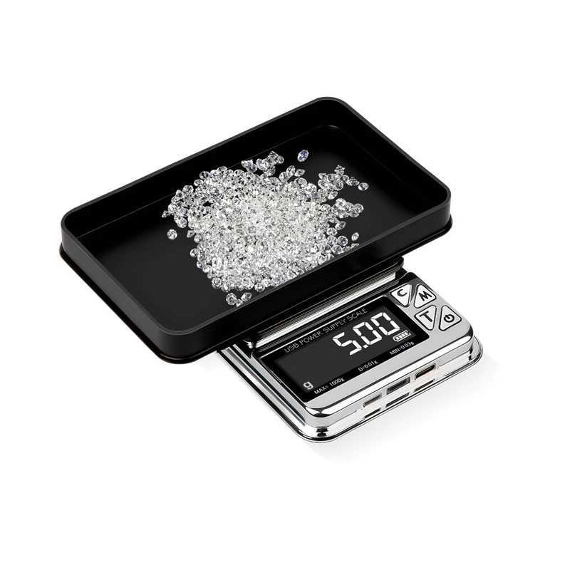 Precision 0.01g Mini Digital Pocket Scale USB Type C Power LCD Stainless Steel Electronic Jewelry Gold Counting Daily Balance Gram Scale W250103