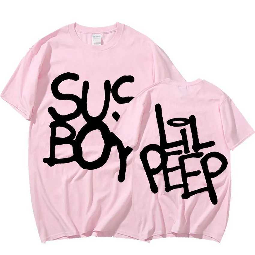 Lil Peep Sus Boy Pink Graphic T Shirt Mens Cool Hip Hop Rapper T-Shirt Men Women Cotton Short Sleeve T Shirts Gothic StreetwearXJ240102