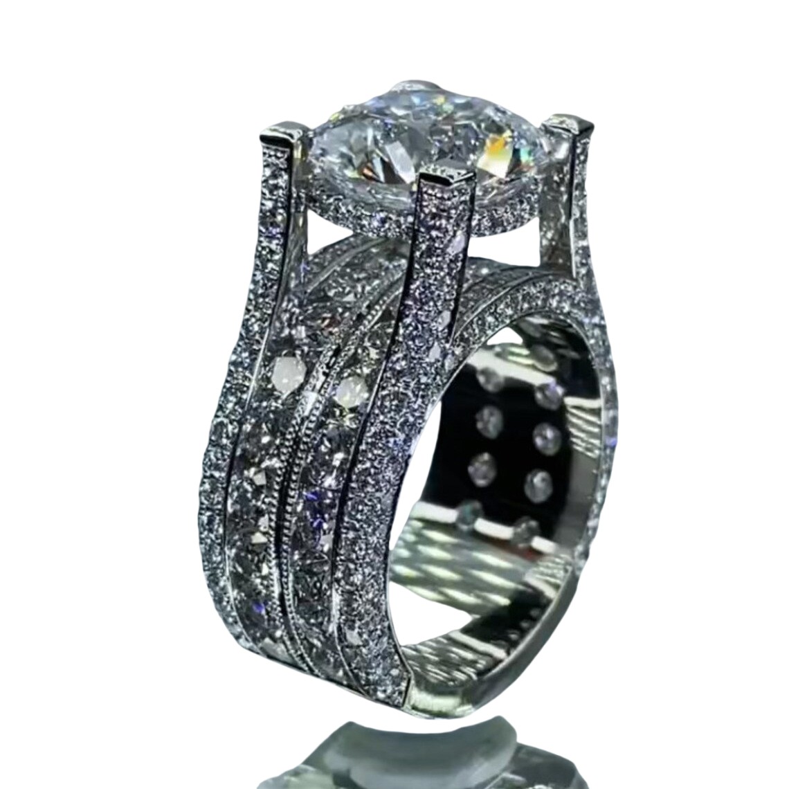 Choucong Handmade Gorgeous Wedding Rings Anniversary Luxury Jewelry 925 Sterling Silver Fill Round Cut Lab Moissanite Diamond Eternity Women Bridal Ri