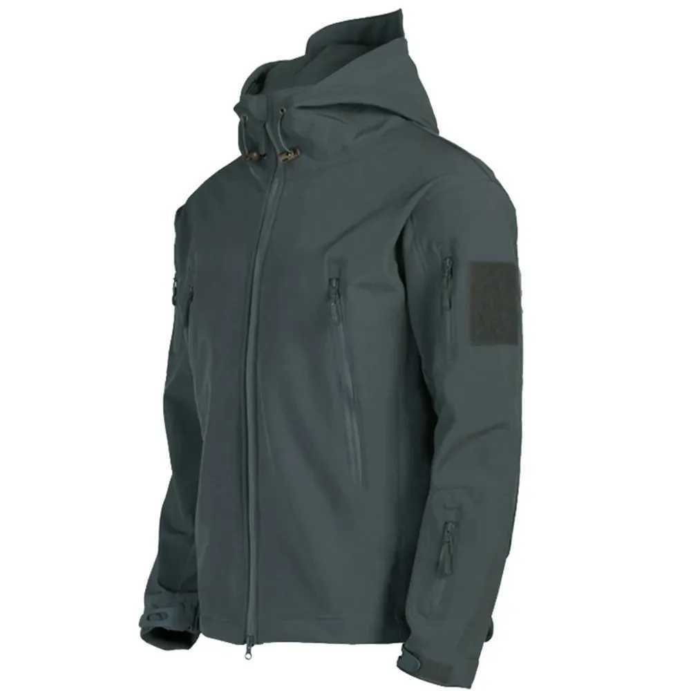 TRAF 2024 new shark skin soft shell jacket mens tactical windproof waterproof jacket mens jacket hooded jacket W250103