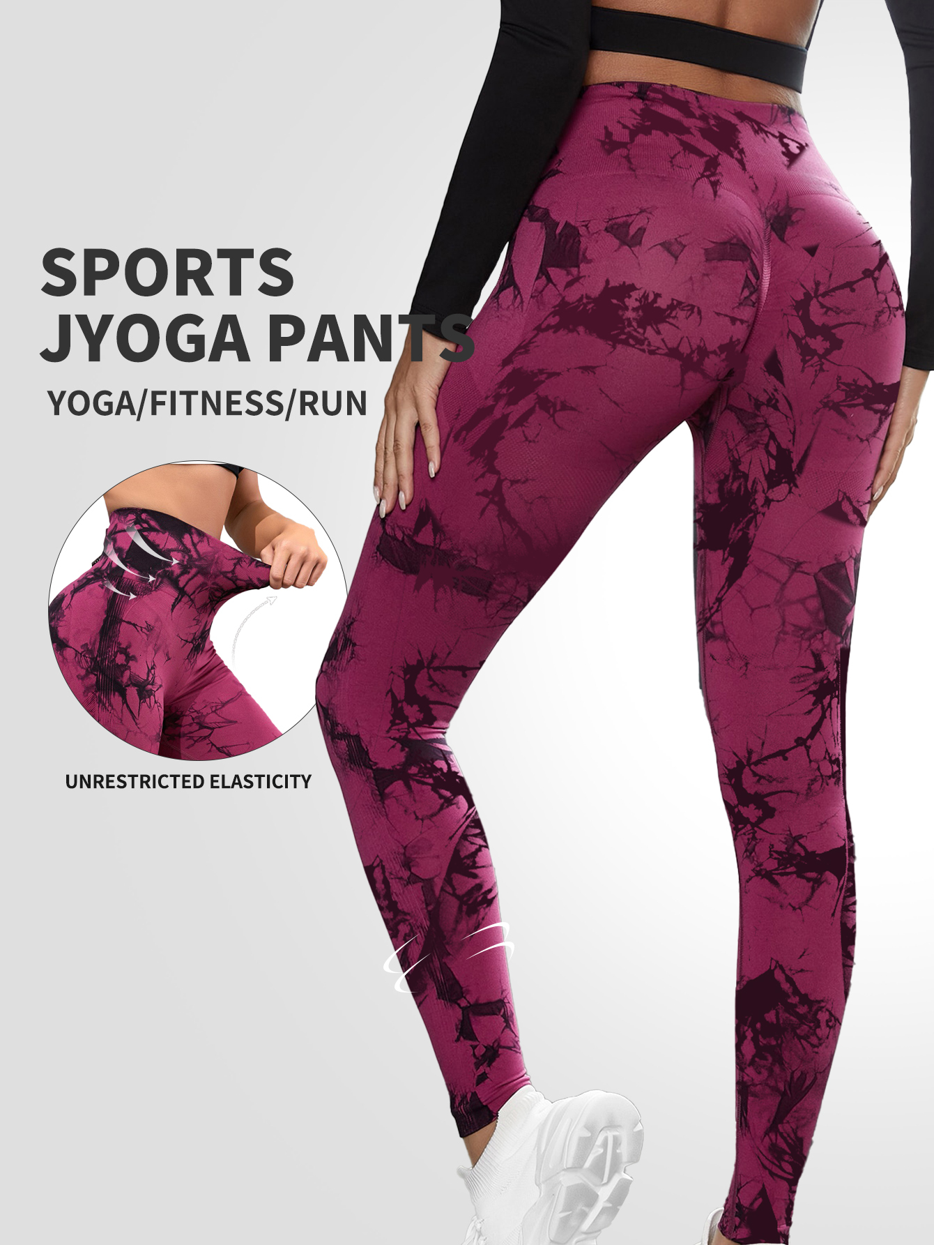 Tie Dyed Women's Running Sports Fiess High Waist Peach Hip Underpants 2024 New Tight Yoga Pants