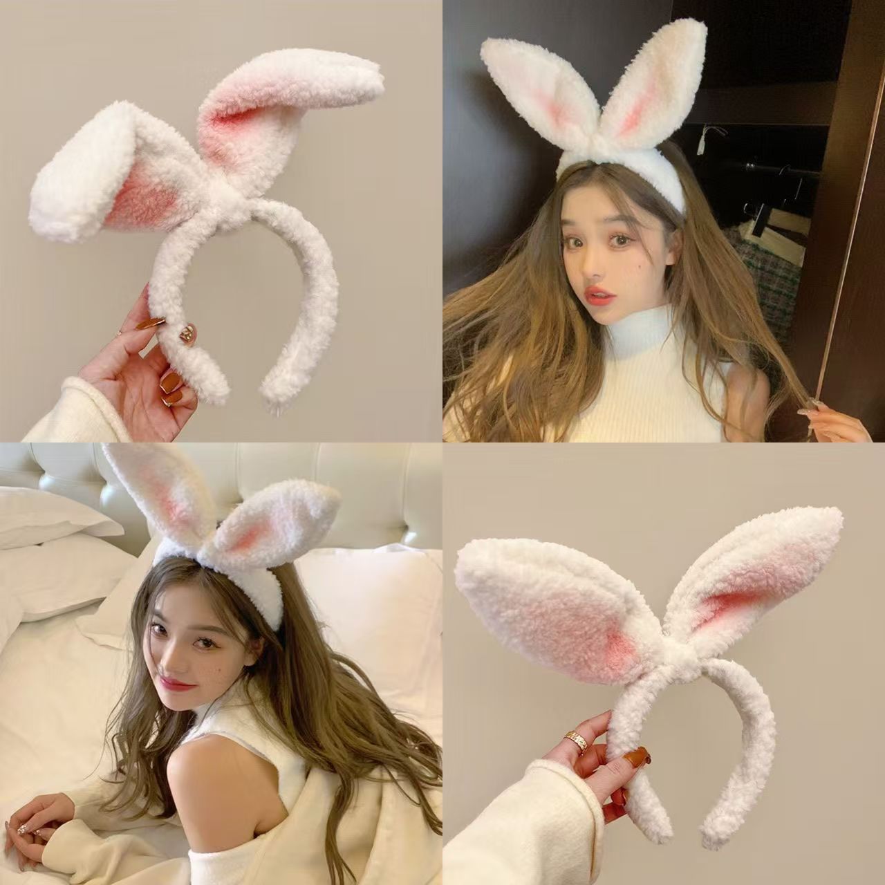 New Net Red Cute Rabbit Plush Hair Band Shampoo facial mask Hair Band Versatile Sweet Cartoon Hair Accessories