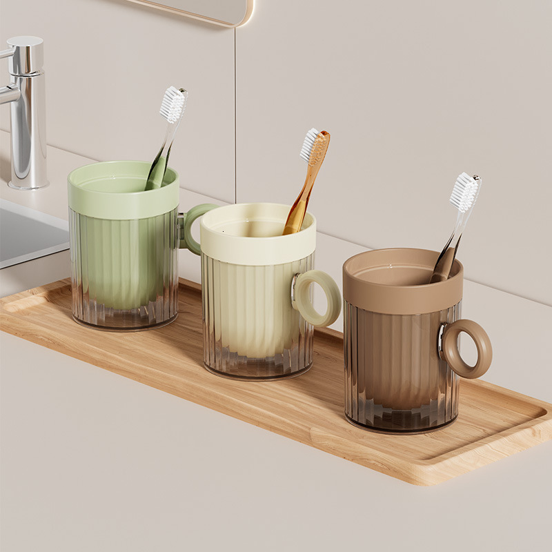 Elegant Transparent Toothbrush Cup Set for Couples