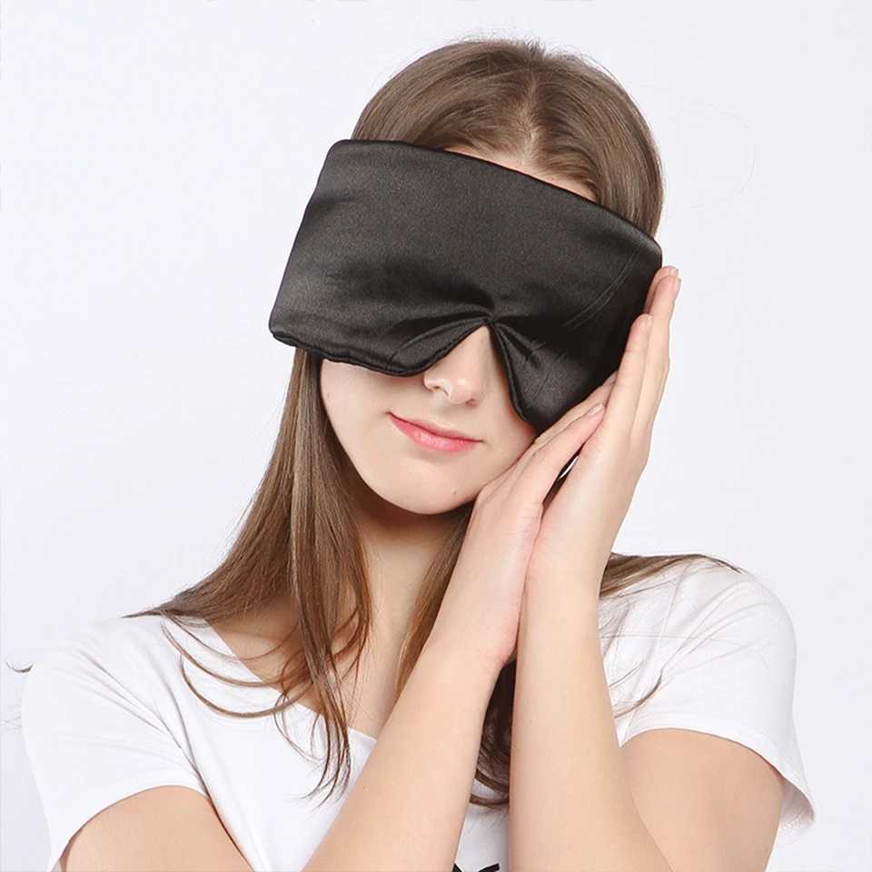 Silk Satin Sleeping Mask Eyeshade Blocking Light Eyemask Cover Shade Slaapmasker Travel Relax Eye Patch Women Men Sleeping AidXJ250103
