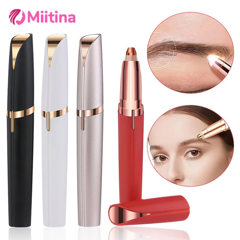 Womens Electric Eyebrow Trimmer Eye Brow Shaper Pencil Face Hair Remover Women Automatic Eyebrow Shavers Painless Hair Removal 241226