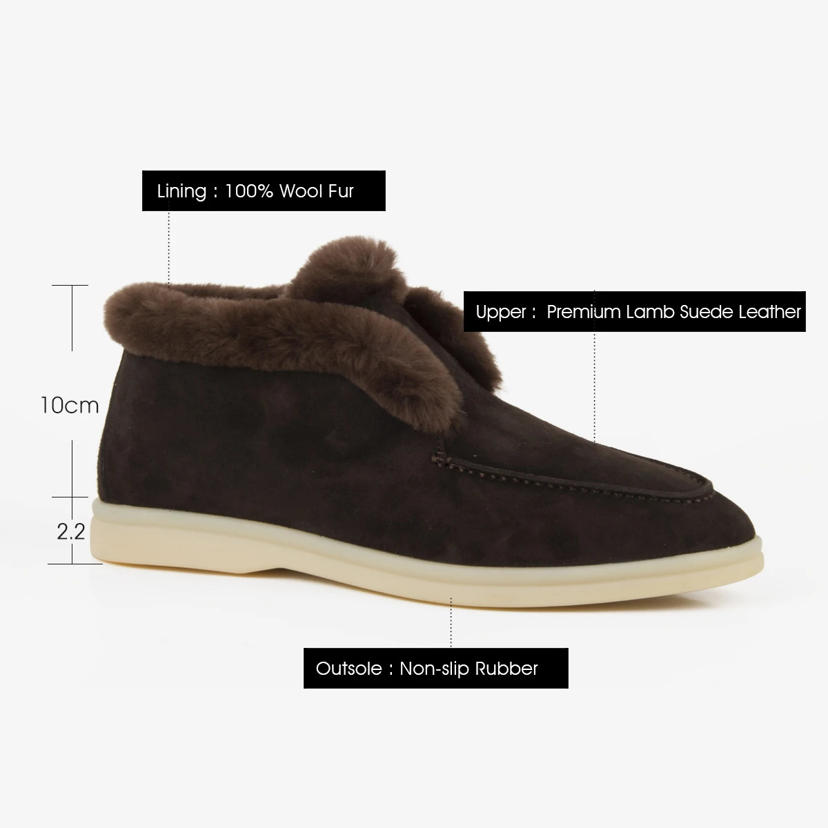 Donnain Wool Fur Mocassin Shoe Natural Suede Flat Loafers Slipon Winter Boots Plus Size 4142 for Women 241225