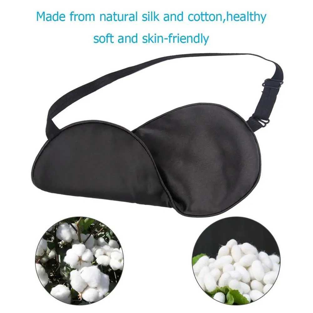 Breathable Silk Sleep Mask Eyeshade Black Sleeping Mask Eye Shade Cover Blindfolds Travel Sleeping Eye Mask Trip Relax GadgetXJ250103