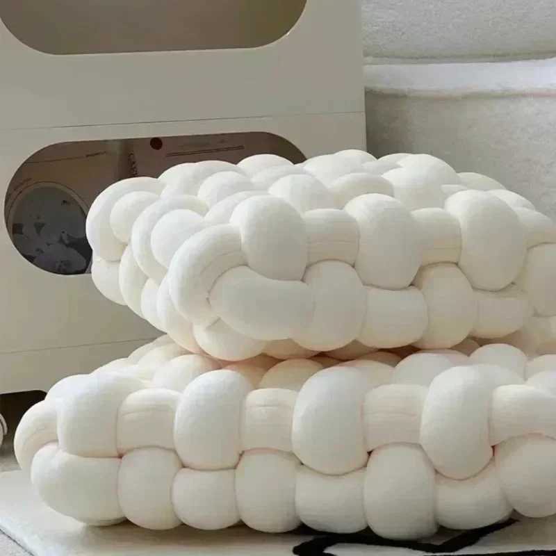 Square Knot Stuffed Cushion Nordic Aesthetic Pillow Decorative Plush Pillow Office Sleeping Floor Windowsill Back Cushion DecorXJ250102