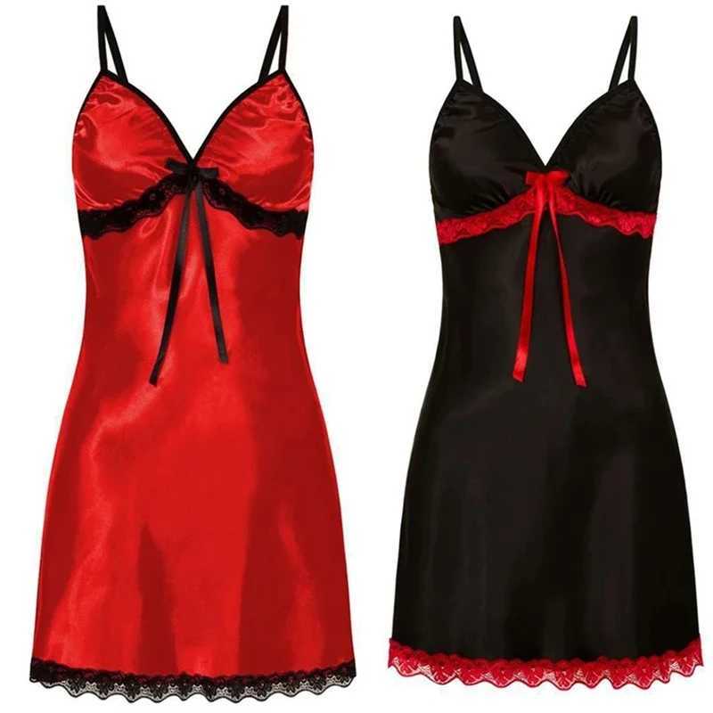 Womens sexy sleepwear lace silk satin sleepwear sleeveless sleepwear V-neck sleepwear plus size sleepwear W250103