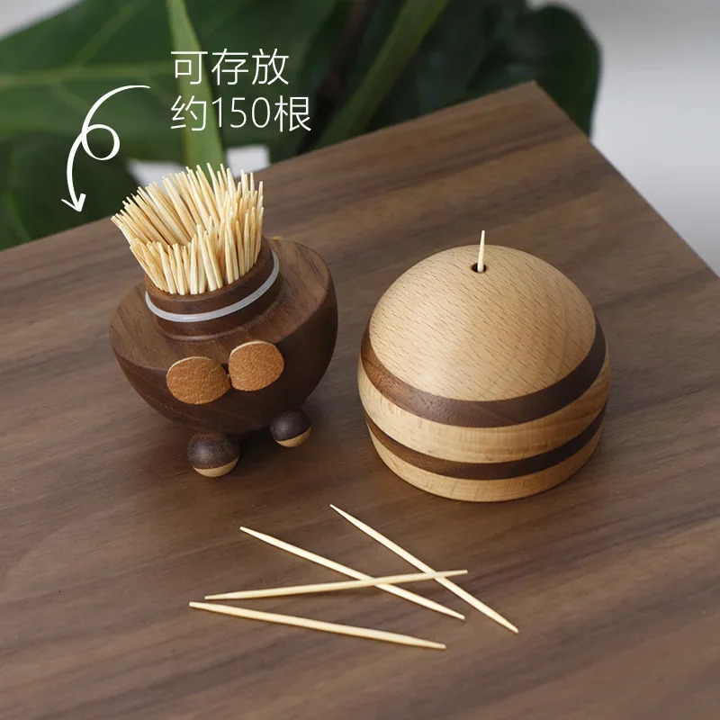 Cartoon Bee Shape Toothpick Holder Wooden Toothpick Box Moisture-Proof Toothpick Dispenser Home Dining Room Decoration 241231