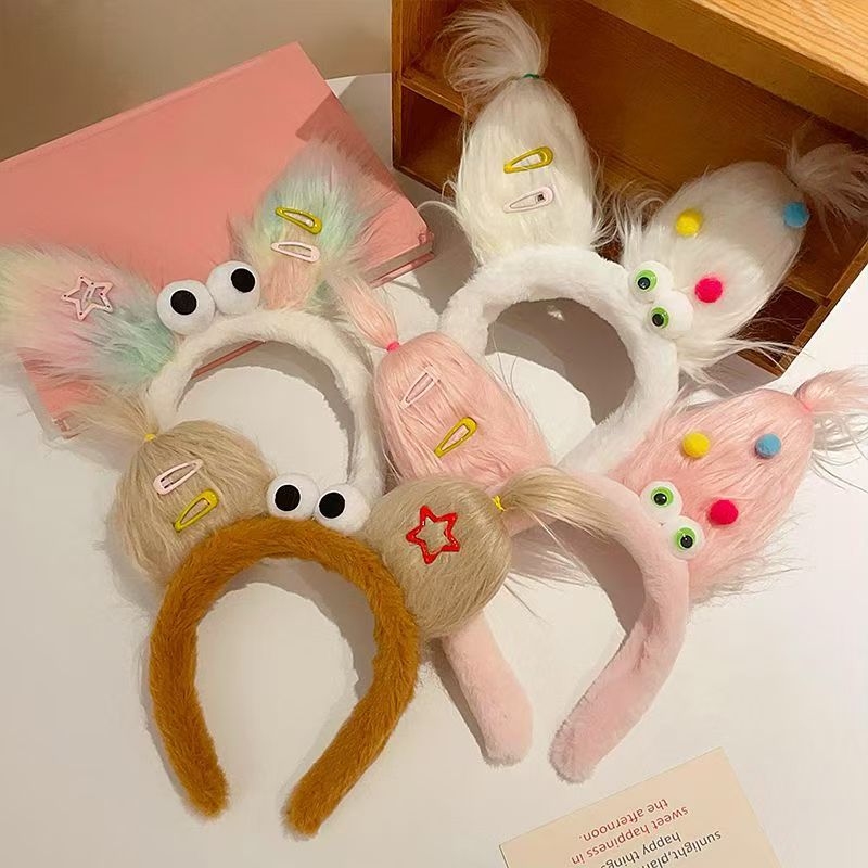 Ugly and cute headband big eyes tied hair braided hair high cranial hair hair hairpin explosive hair monster face washing adult funny Sanfu ugly child