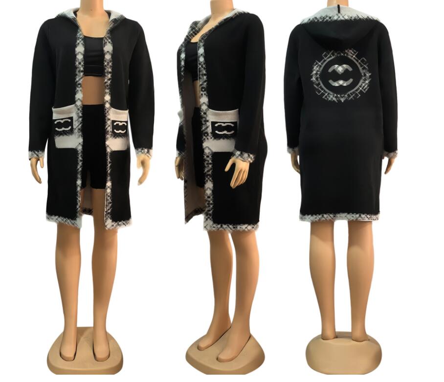 Women Sweater Designer Woolen Sweaters Long Knit Cardigan Women Casual Hooded Cardigans Coat Free Ship