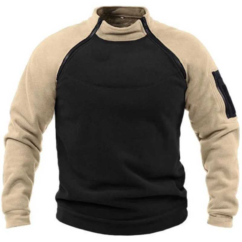New tactical sportswear outdoor autumn and winter mens standing collar pull-out tactile wool jacket solid color warm clothing W250103