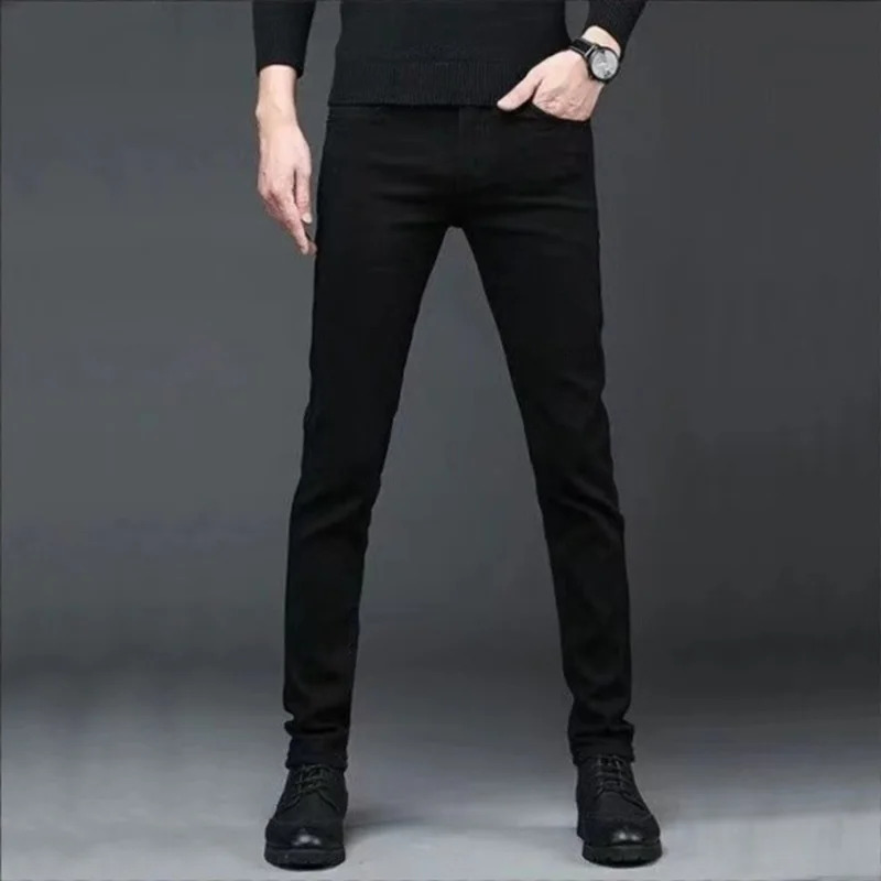 Winter Thicken Velvet Men Skinny Warm Jeans High Quality White Fleece Warm Slim Fit Stretch Casual Denim Trousers Pencil Pants 241230