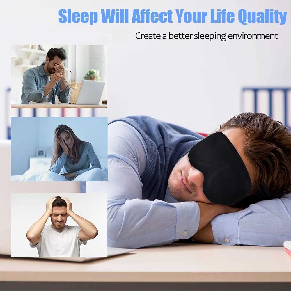 3D Sleep Mask for Men Women Soft Smooth Sleep Mask For Eyes100% Blockout Light Eye Mask Travel Shade Cover Rest Relax SleepingXJ250103
