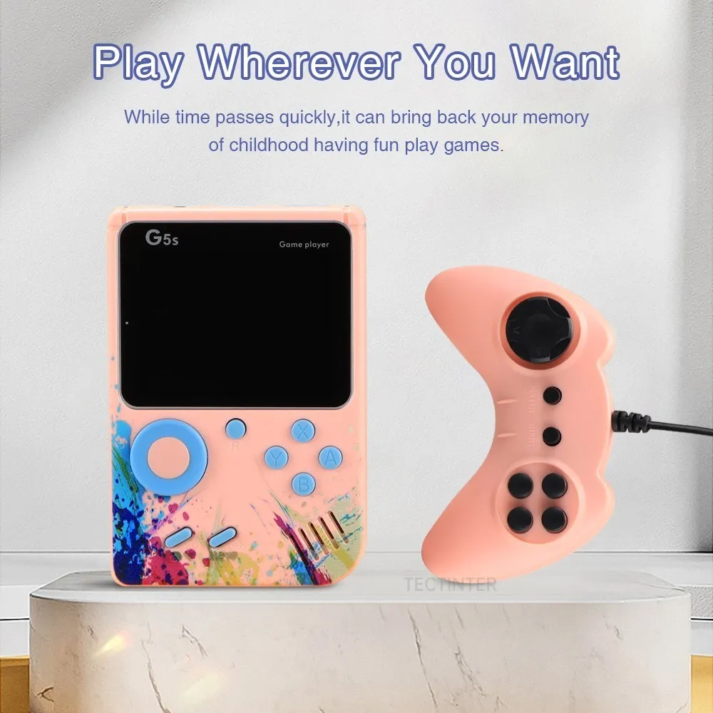 2.4 Inch Video Game Console Mini Portable Retro TV Handheld Game Player Built-in 500 Games AV Output Support 2 Player