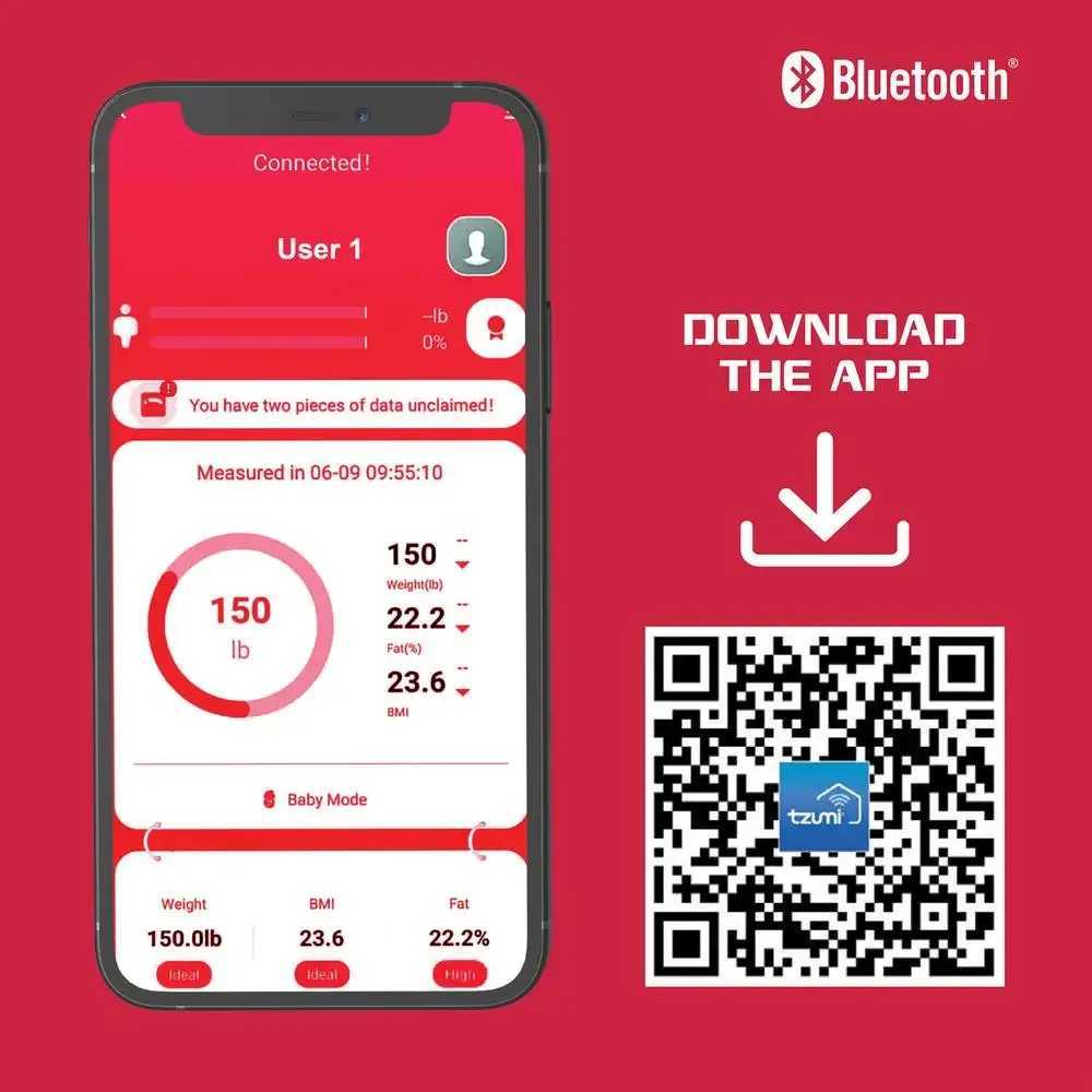 Bluetooth BMI BMR Body Fat Scale Application Smart Health W250103
