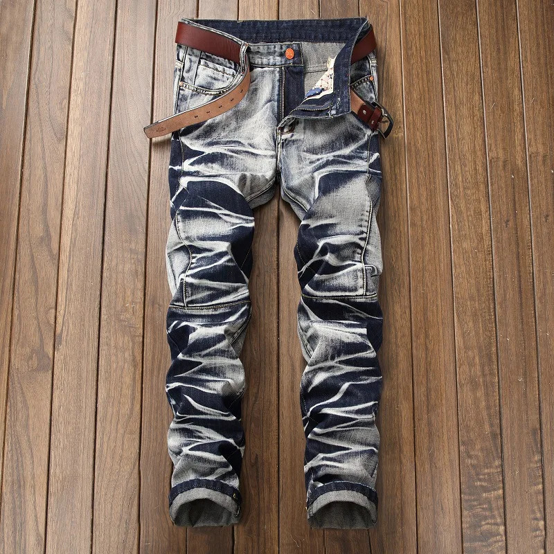Mens Fashion Jeans Streetwear Trendy Retro Trouser Men Paint Different Color Straight Cut Tie Dye Biker Denim Vintage Pant Male 241230