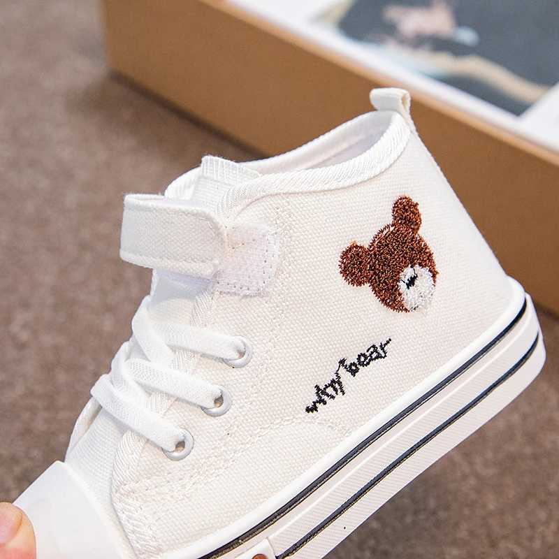 Canvas Shoes for Girls Bear Pattern Top Sports Shoes Summer Breathable Childrens Running Sports Tennis Shoes Childrens Sports Shoes M250103
