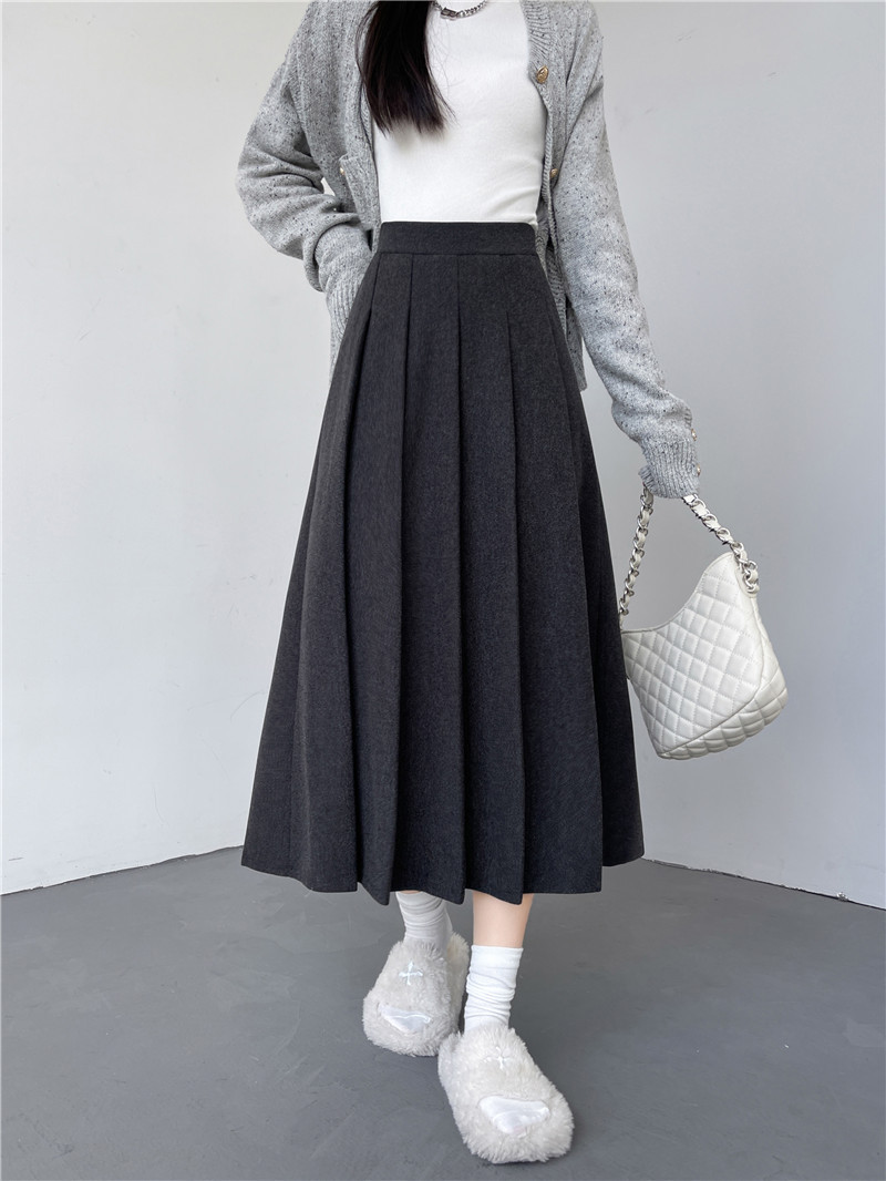 D16928 autumn and winter retro hot girl trend brand washed loose edge short round neck top skirt suit female