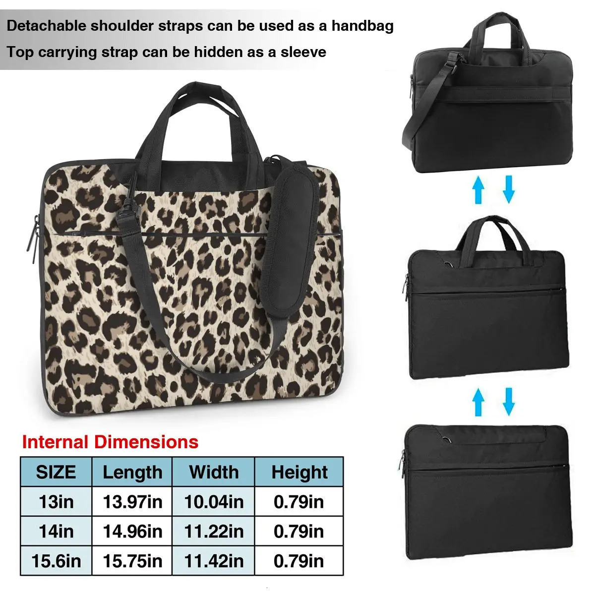 Fashion Classic Animal Leopard Handbag Laptop Bag 3D Printed Portable Briefcase Bag 13 14 15 For Macbook Pro Asus Computer Bag 250102