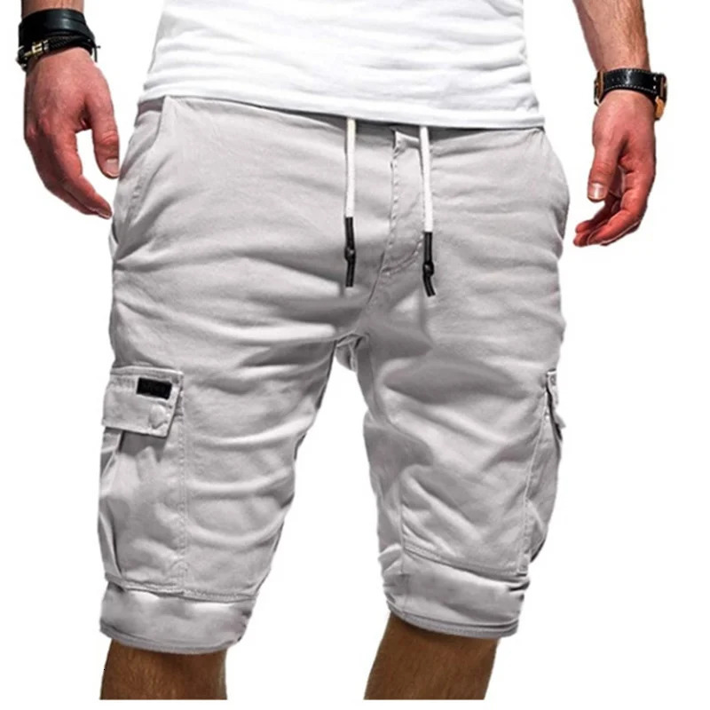 Summer Y2K Harajuku All Match Trousers Solid Color Streetwear Elegant Fashion Half Pants Multi Pocket Shorts Mens Clothing 250103