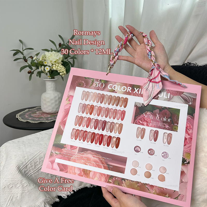Rormays Hot 30PCS Four Season Jade Lip Ice Brown gel Color Transparent Mixed Varnish Jelly Bare Powder Durable UV Nail gel Set Primer Nail Factory Who