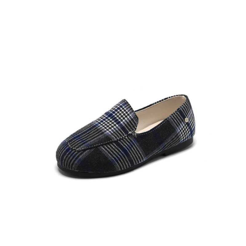Spring Kids Princess Shoes Baby Girls Plaid Brand Flats Childrens Skating Shoes Fashion Loafers Boys Moccasin Mary Jane M250103