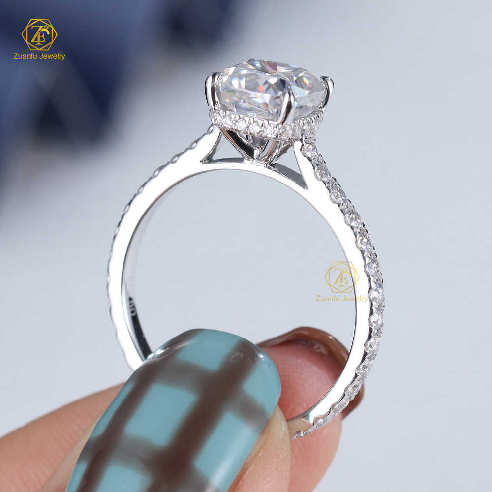 Custom18K white gold moissanite ring 2carats cushion ice crushed cut moissanite ring moissanite engagement ring
