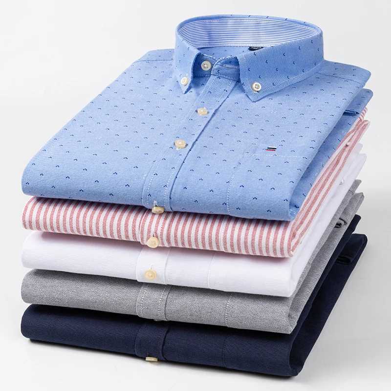 Mens social shirt long sleeved pure cotton Oxford soft button plain weave mens shirt oversized 6XL 7XL W250102