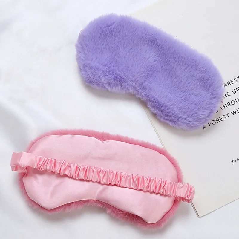 Soft Hairy Sleeping Mask Super Blocking Light Eye Mask Comfortable Travel Sleeping Aid Eyepatch Eye Shade Cover for Yoga NapXJ250103