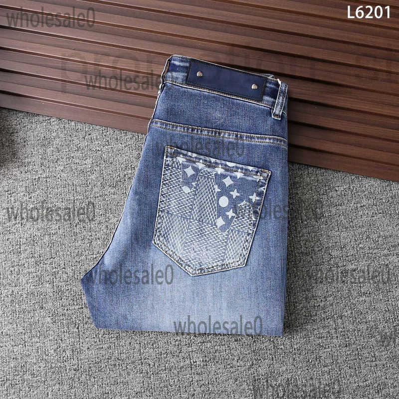 Men's Jeans Designer High Quality high-end new slim fit washed elastic versatile European jeans men's trendy brand small feet autumn and winter Pants SIZE 29-42 BEW4