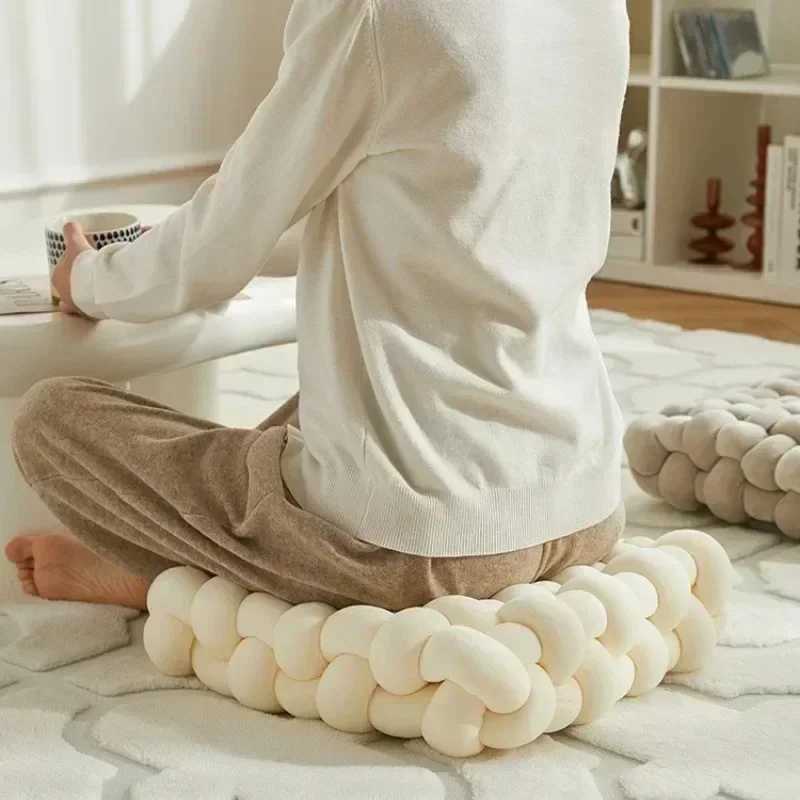 Square Knot Stuffed Cushion Nordic Aesthetic Pillow Decorative Plush Pillow Office Sleeping Floor Windowsill Back Cushion DecorXJ250102