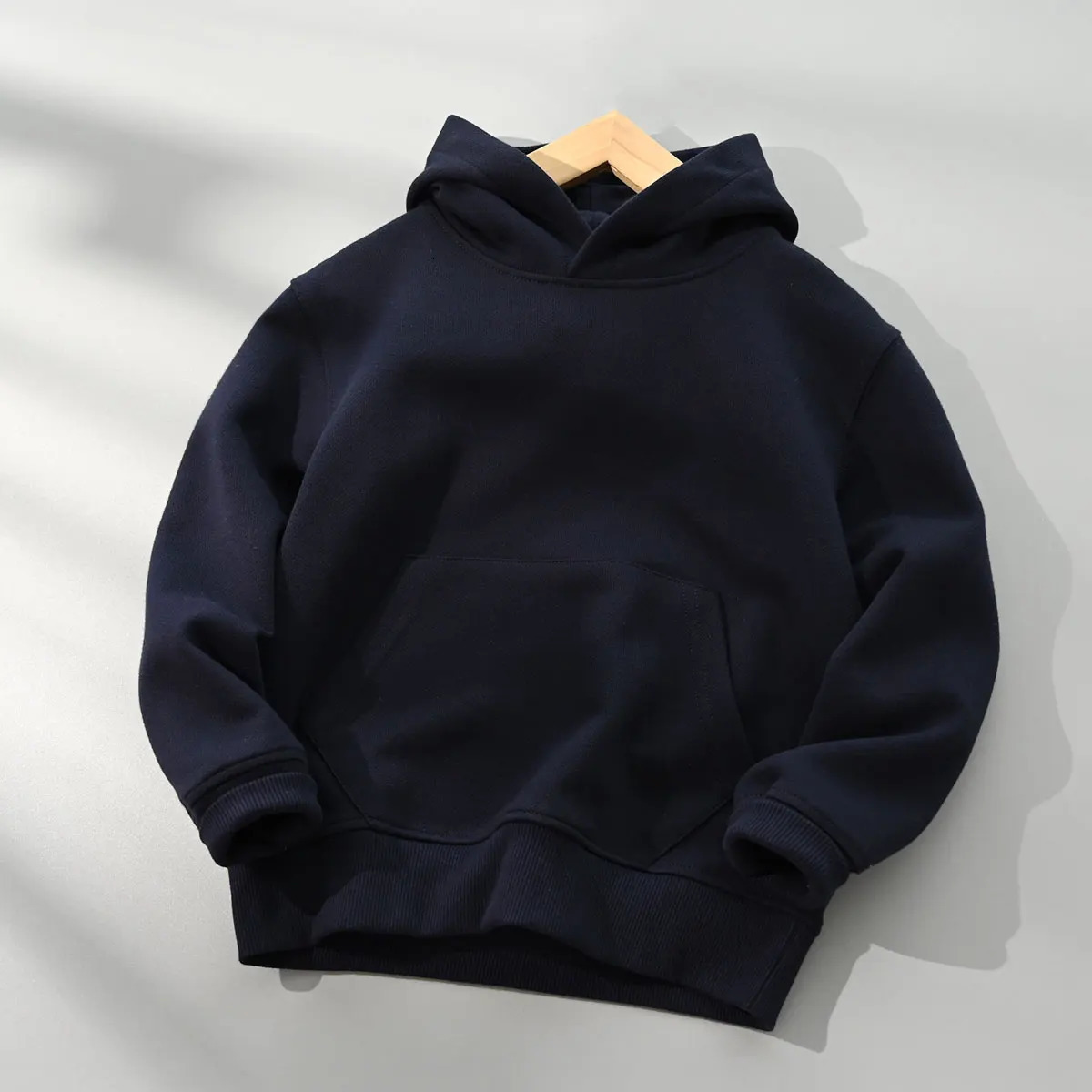 Solid Color 100% Cotton Childrens Green Hoodie Fashion Sports Outdoor Top Boys and Girls High Quality Hoodie Street Wear 241226