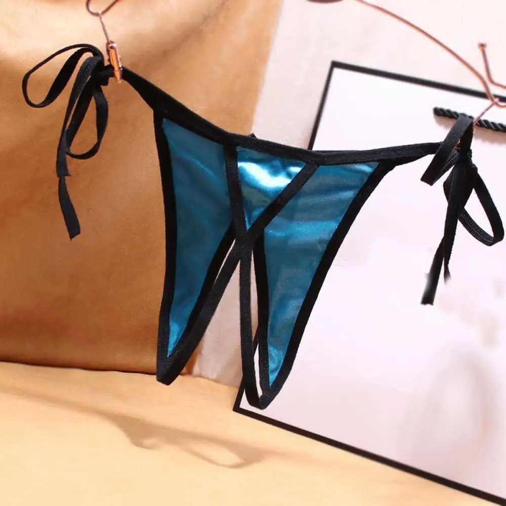 Sexy Transparent Bandage Open Crotch Solid Color Low Waist Sex Thongs T-Pants Underwear Women PantiesXJ250103